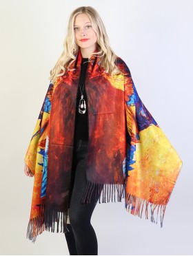 Oil Painting Design Fashion Scarf W/ Fringes